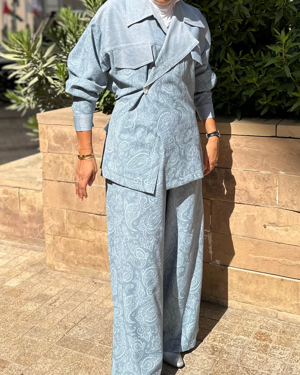 Linen Blue Jeans Bandana Set